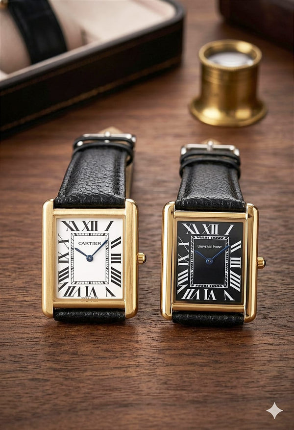 Cartier Style Tank Watch – Classic Leather Strap